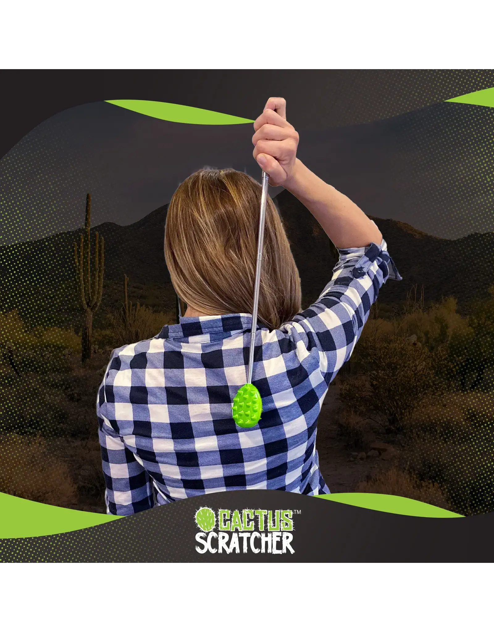 Cactus Scratcher on a Stick Green