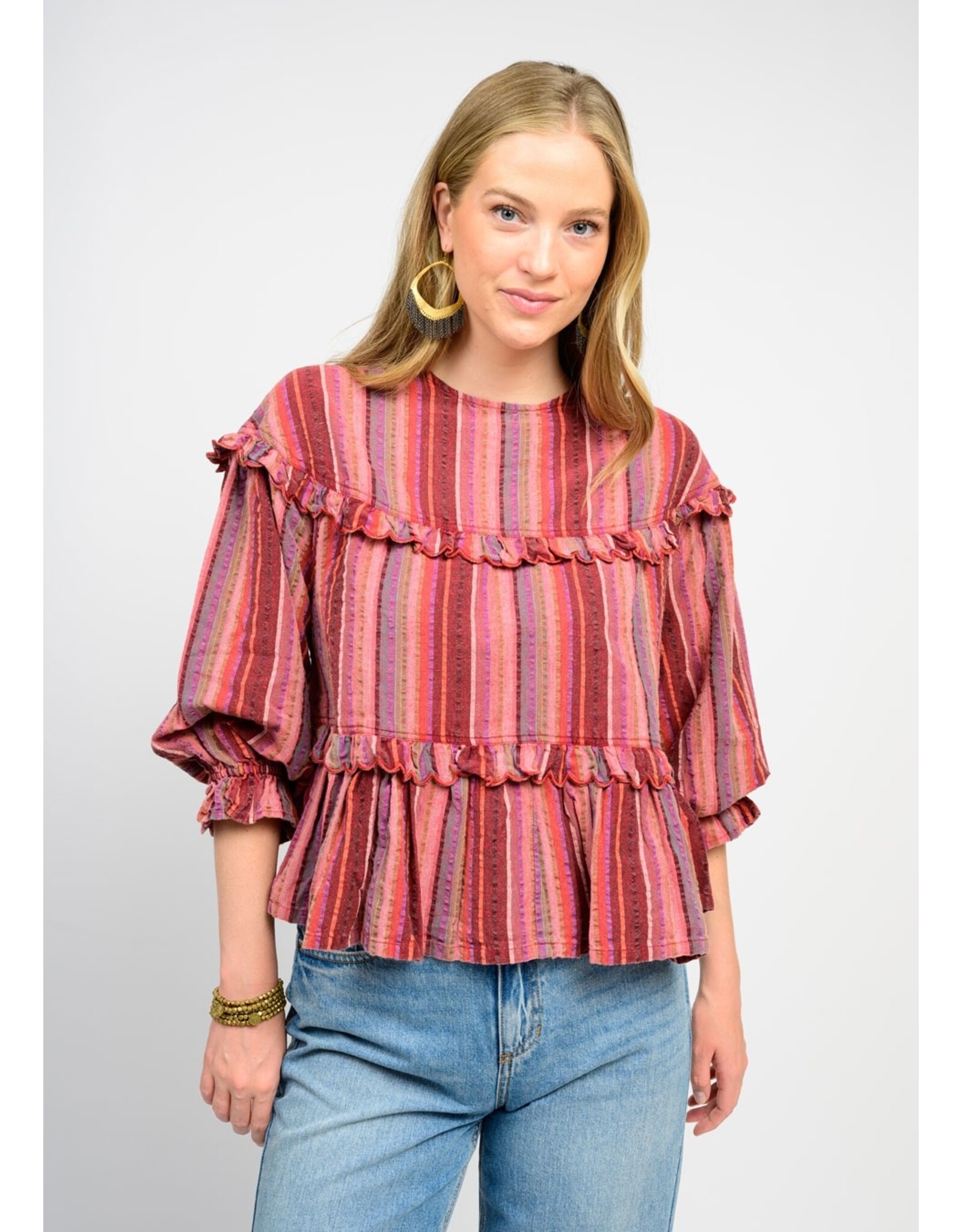 Ivy Jane Ivy Jane Multi Striped Tier Top
