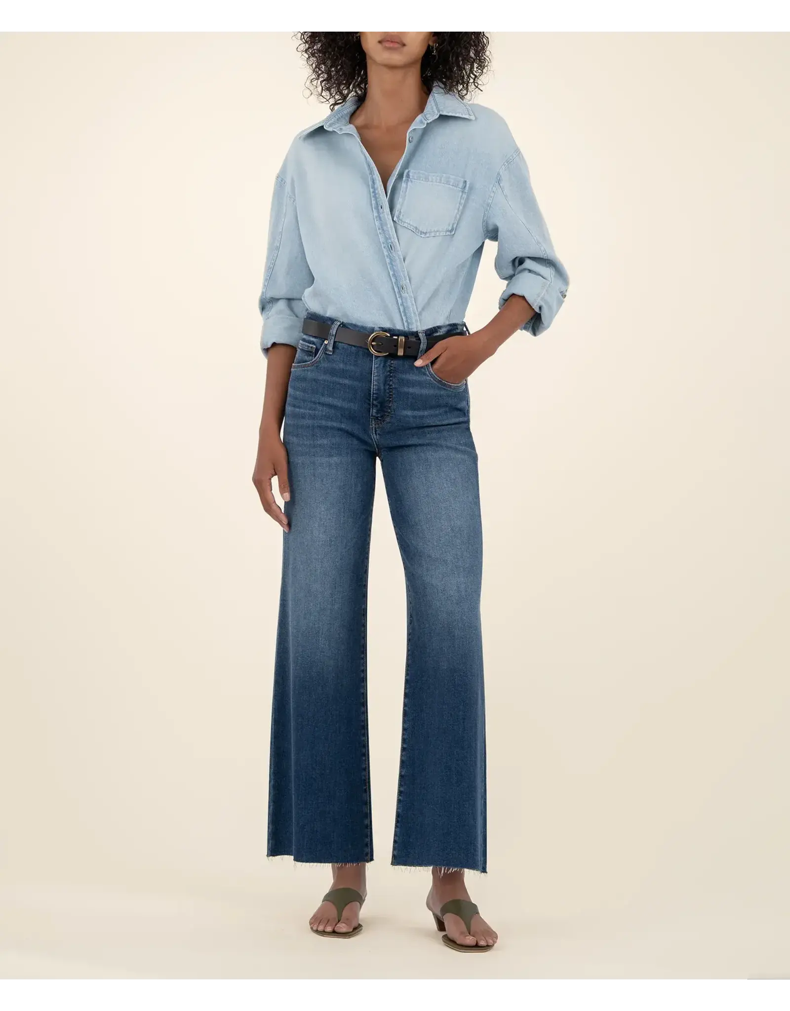 Kut from the Kloth / STS Blue KUT Meg High Rise Fab Ab Wide Leg Raw Hem Jean