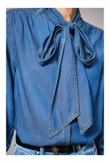 Tina Tie Neck Denim Blouse