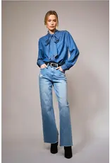 Tina Tie Neck Denim Blouse