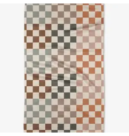 Geometry Autumn Checkers Tea Towel