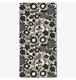 Geometry Black Flower Garden Bar Towel