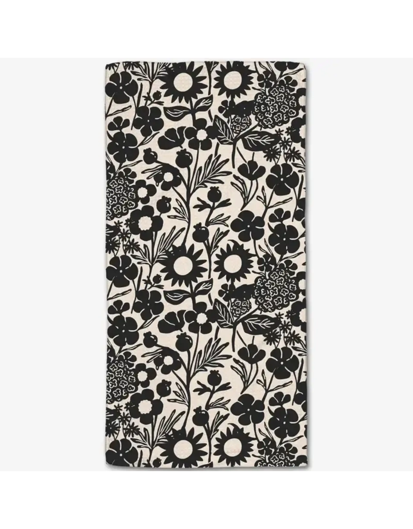 Geometry Black Flower Garden Bar Towel