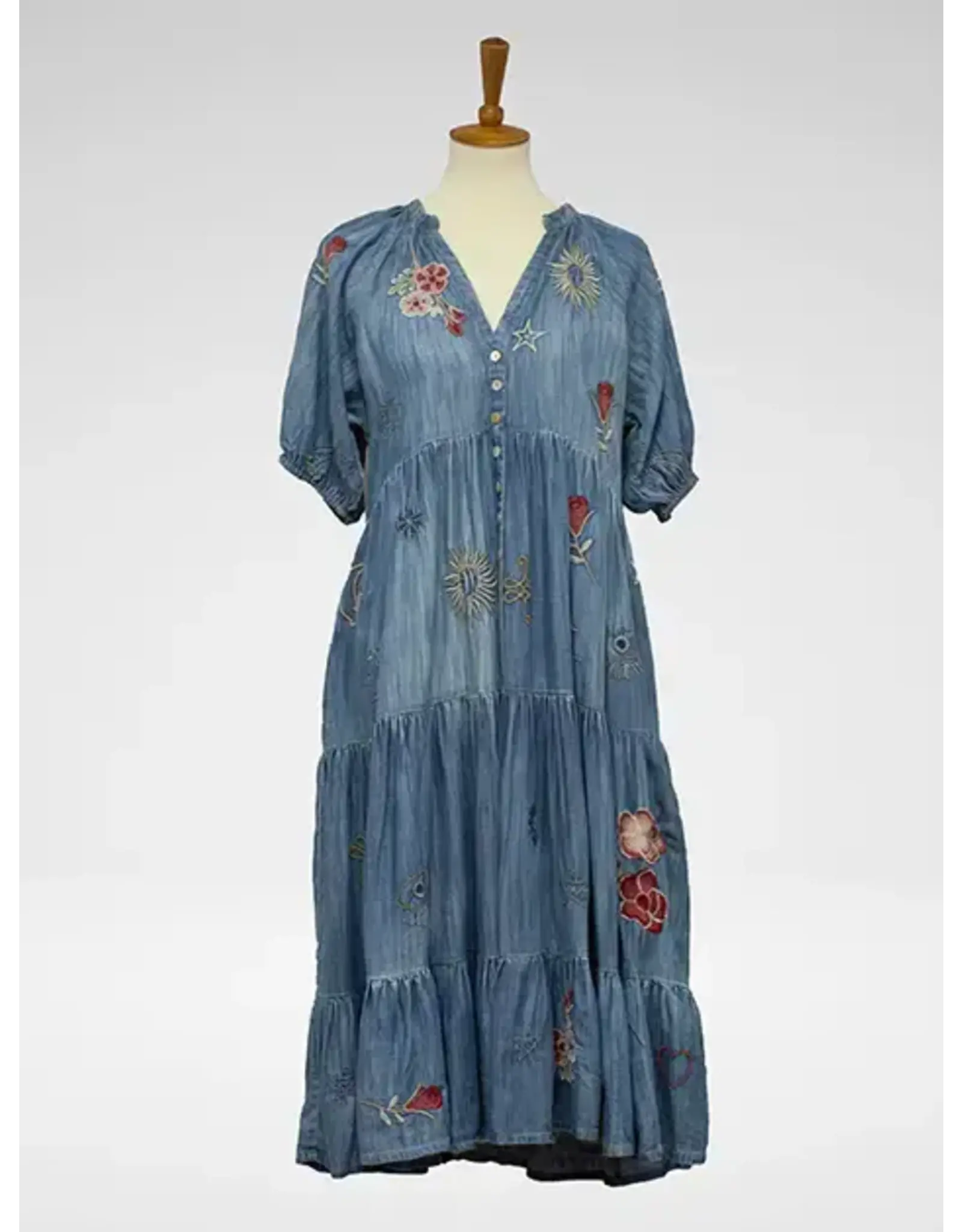 Josie Embroidered Denim Dress