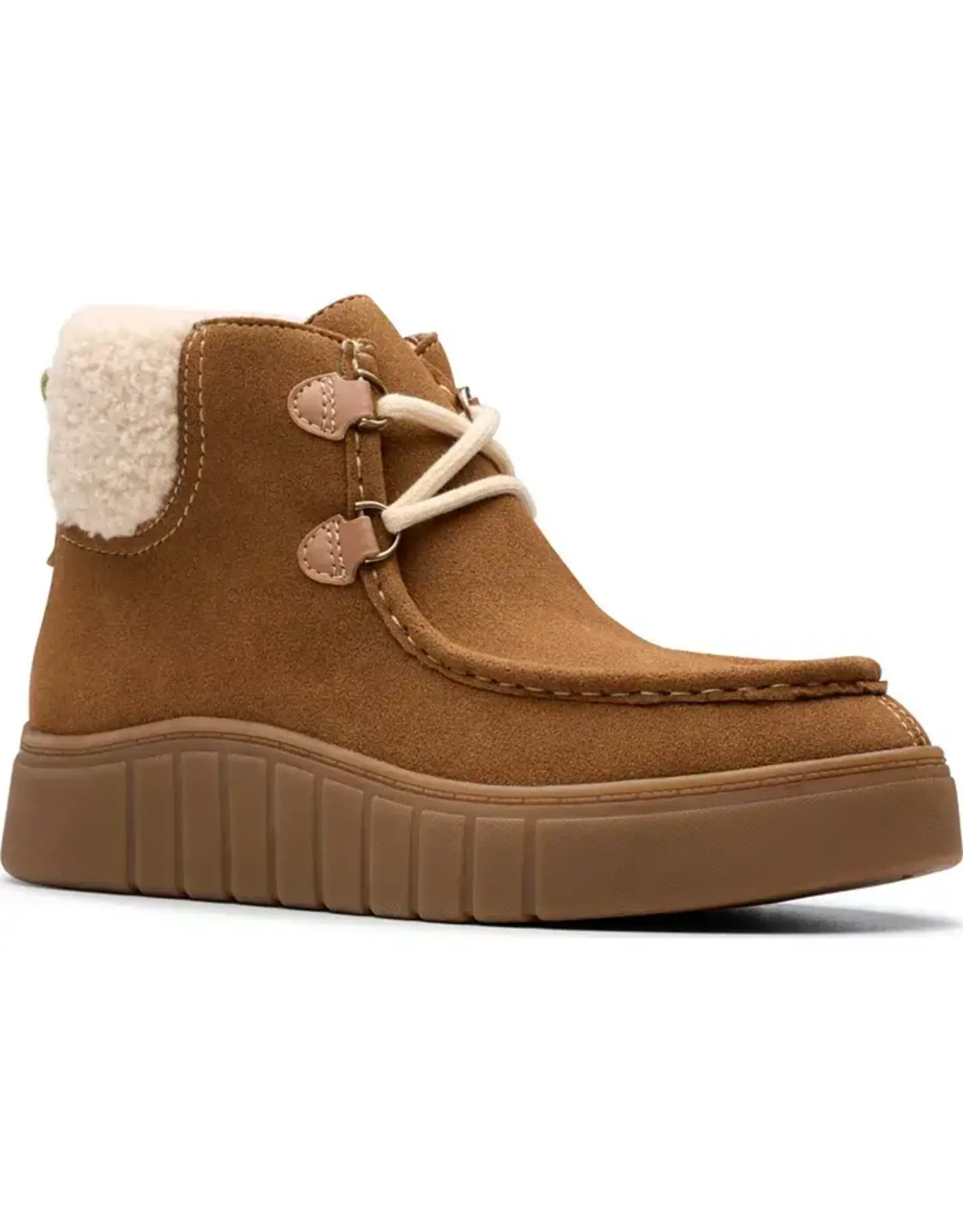 Clarks Clarks Mykah Izzy Cozy Lace-Up Booties Dark Tan Suede