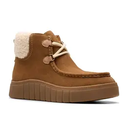 Clarks Clarks Mykah Izzy Cozy Lace-Up Booties Dark Tan Suede