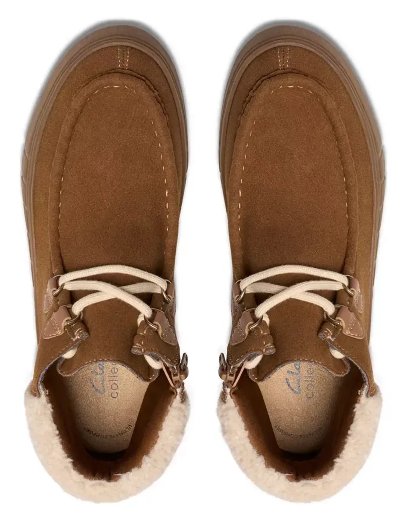 Clarks Clarks Mykah Izzy Cozy Lace-Up Booties Dark Tan Suede