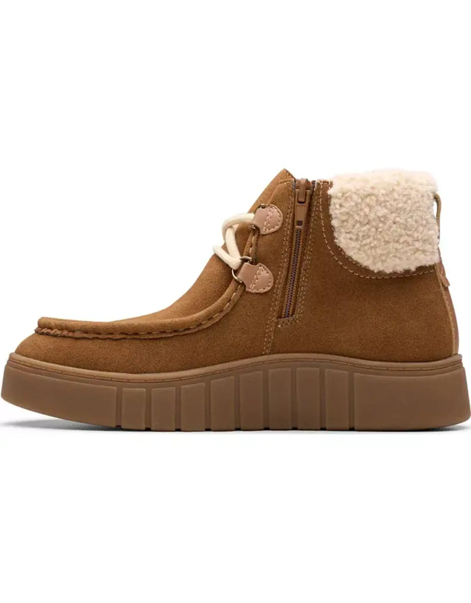 Clarks Clarks Mykah Izzy Cozy Lace-Up Booties Dark Tan Suede