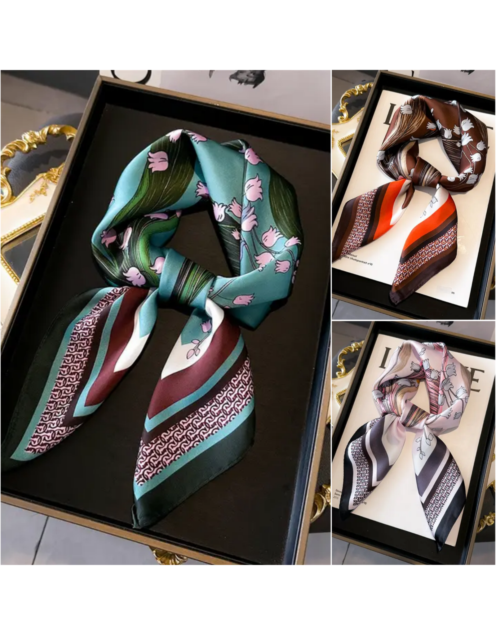 Artistic Printed Small Square Scarf