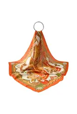 Horse Print Orange Satin Square Scarf