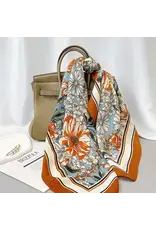 Floral Velvet Feel Rust Blue Scarf