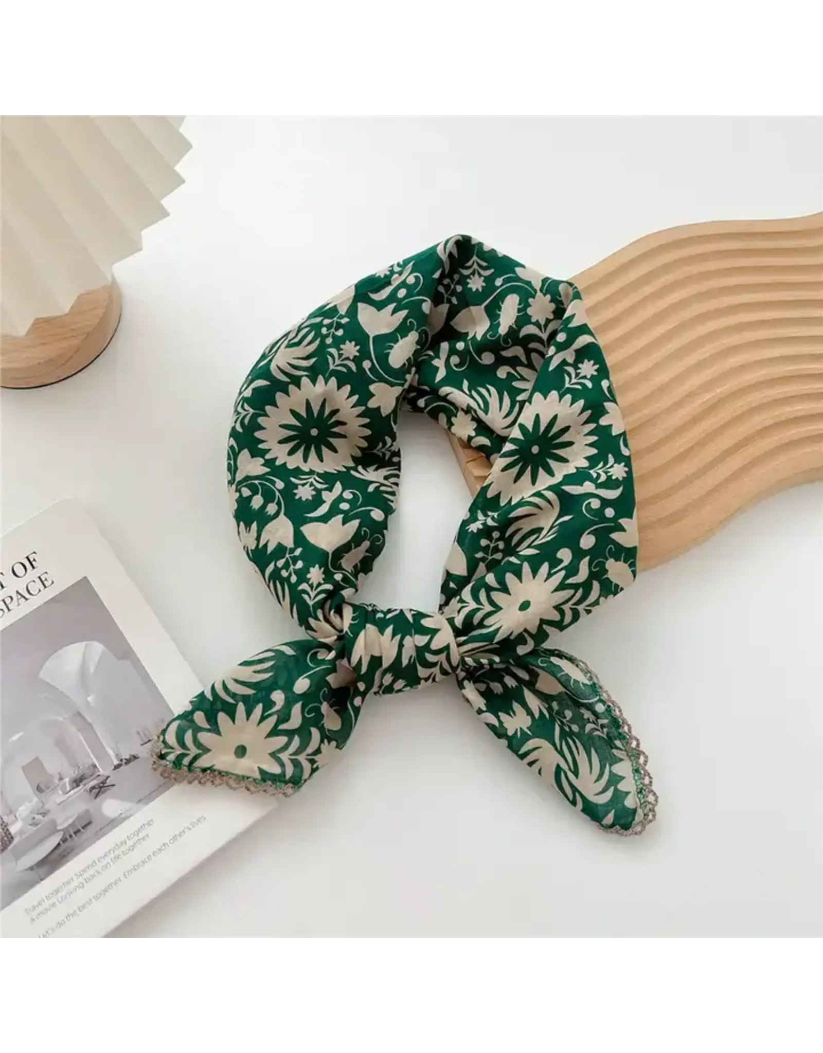 Crochet Trim Floral Scarf