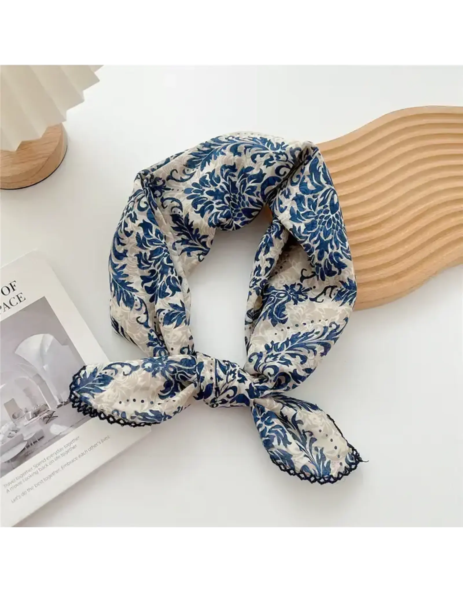 Crochet Trim Floral Scarf