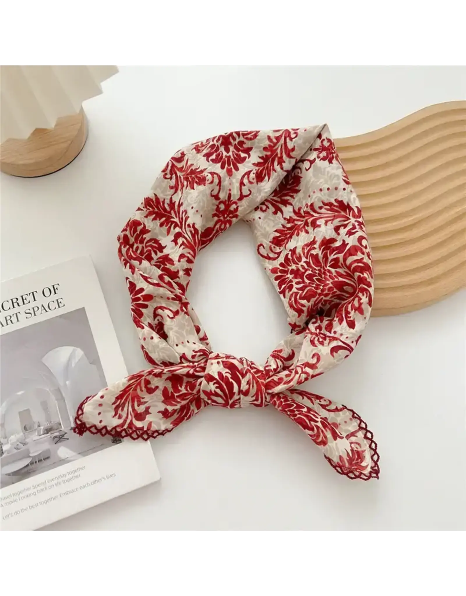 Crochet Trim Floral Scarf