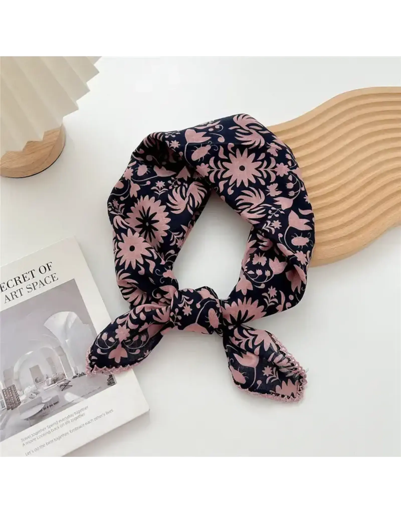 Crochet Trim Floral Scarf