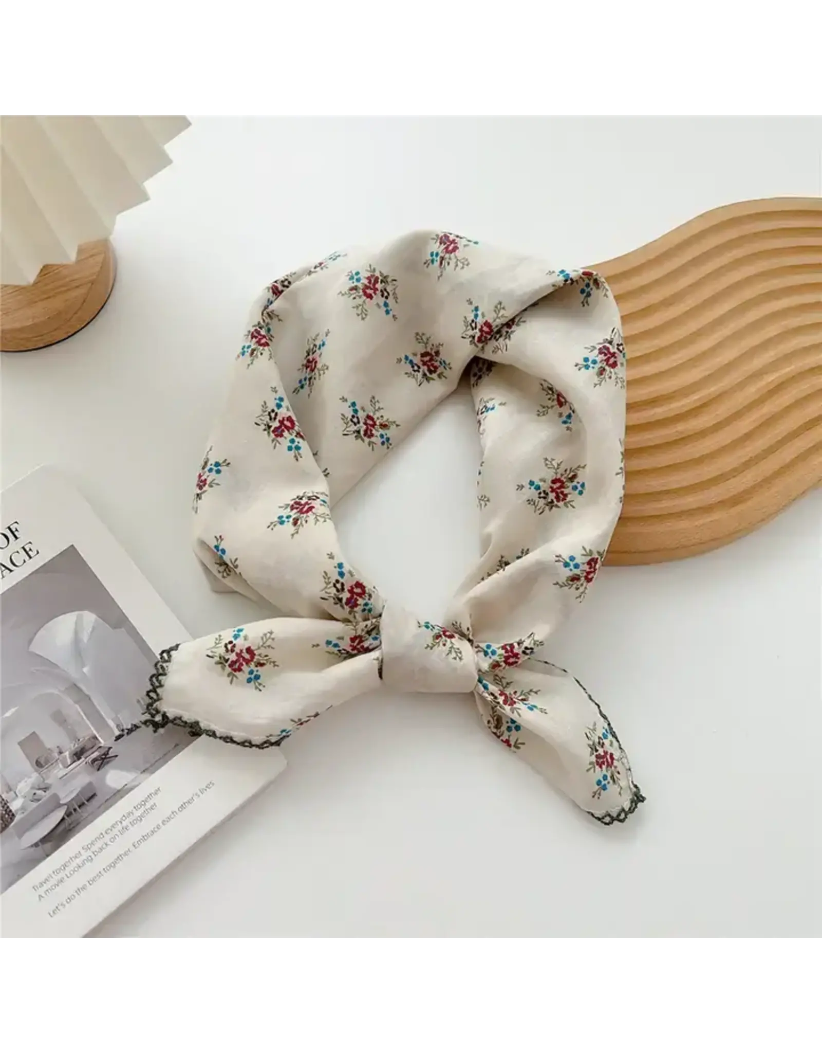 Crochet Trim Floral Scarf