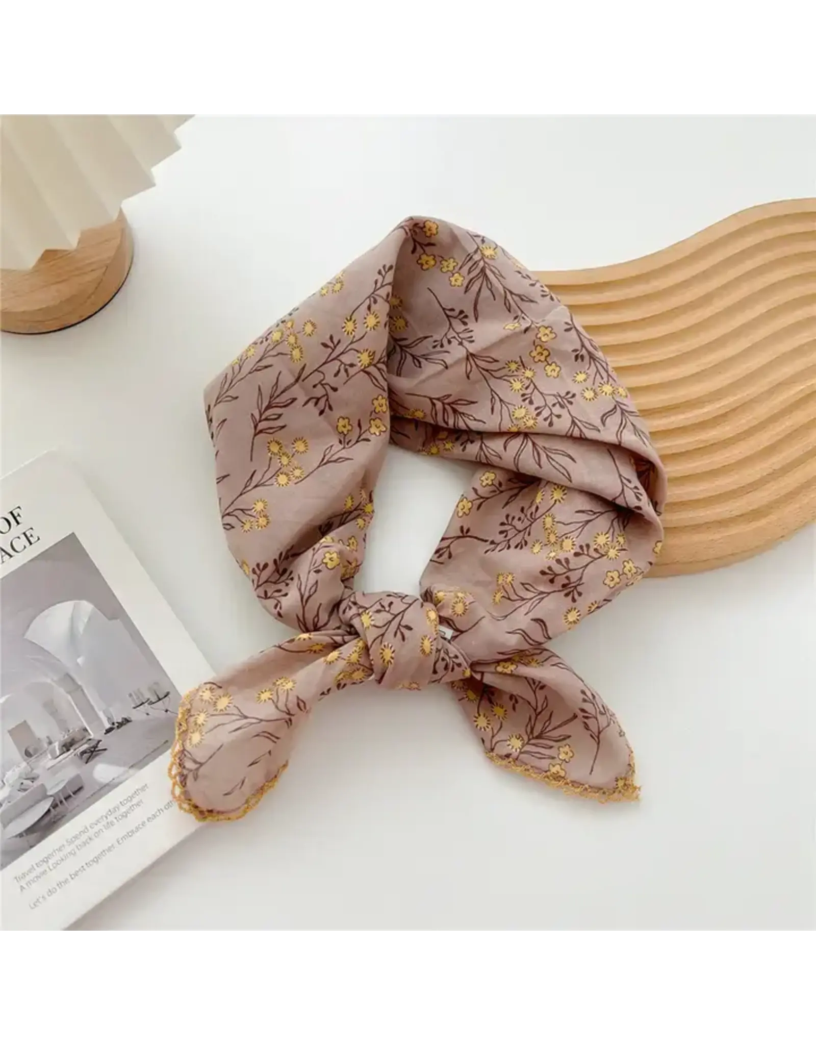 Crochet Trim Floral Scarf