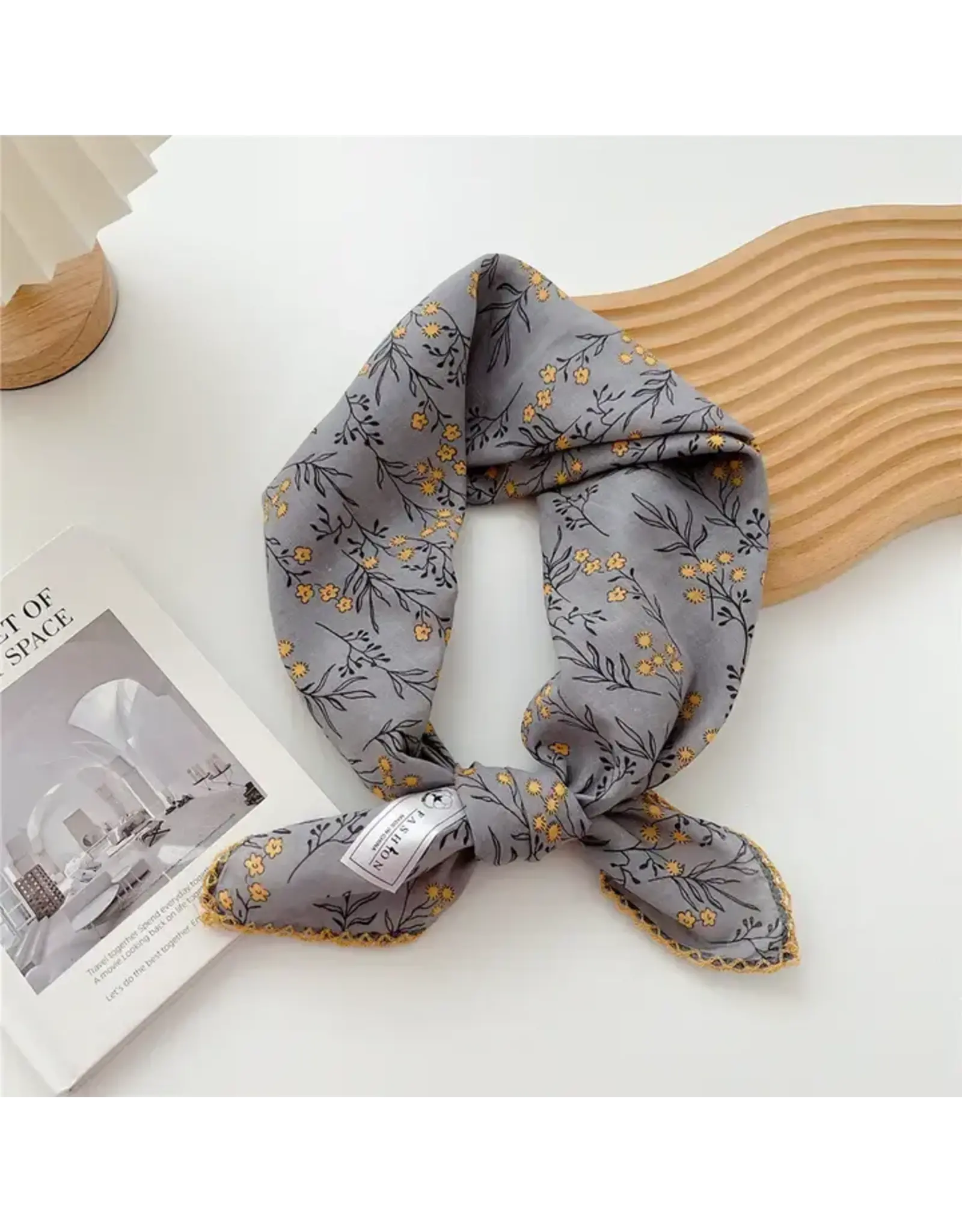 Crochet Trim Floral Scarf