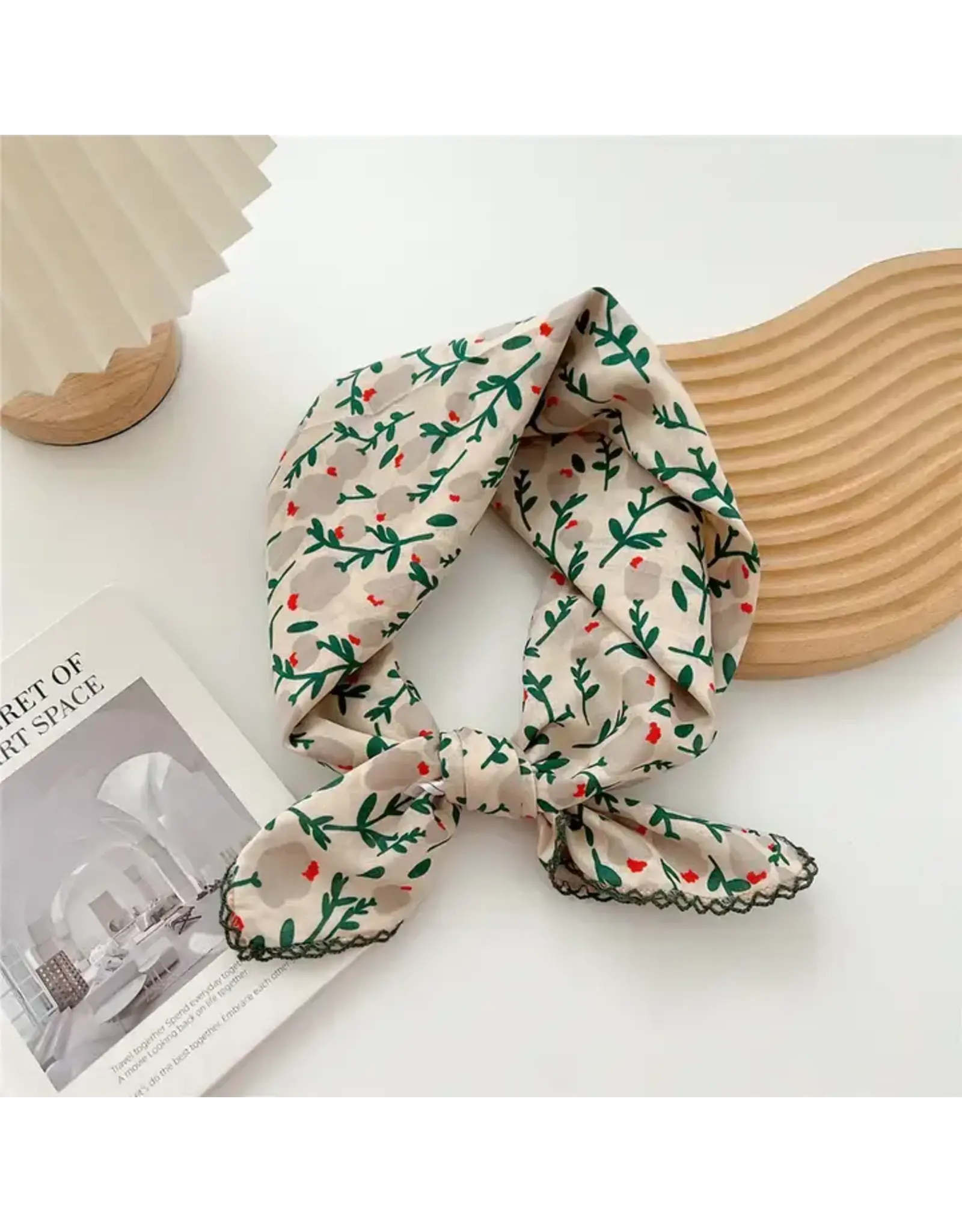 Crochet Trim Floral Scarf