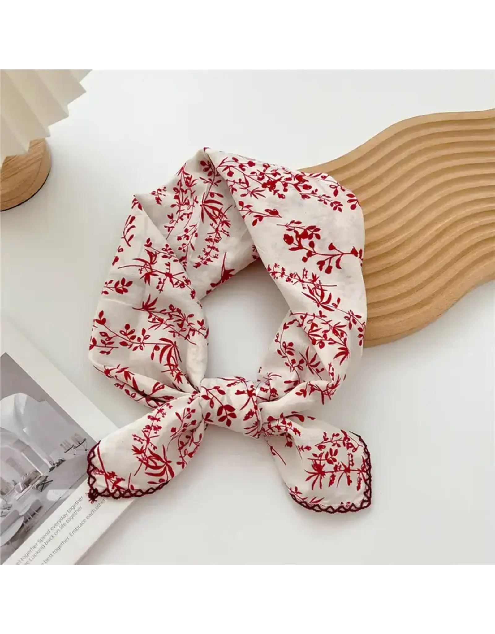 Crochet Trim Floral Scarf