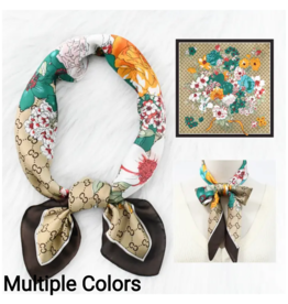 Floral Gucci Inspired Satin Square Scarf
