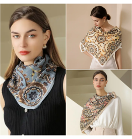 Floral Print Silk Feel Scarf