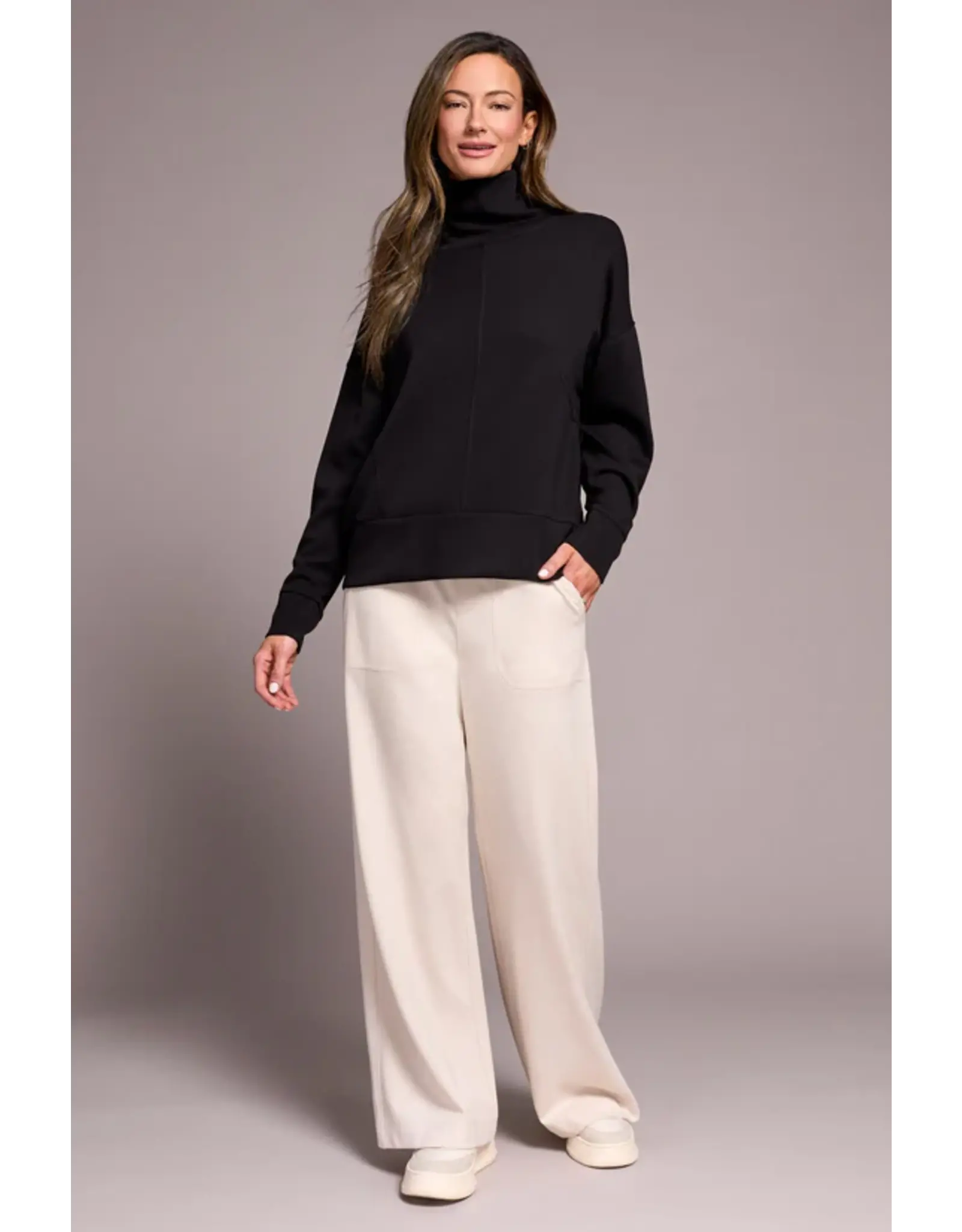 Tribal Tribal Techno Lux Drop Shoulder Funnel Neck Knit Top