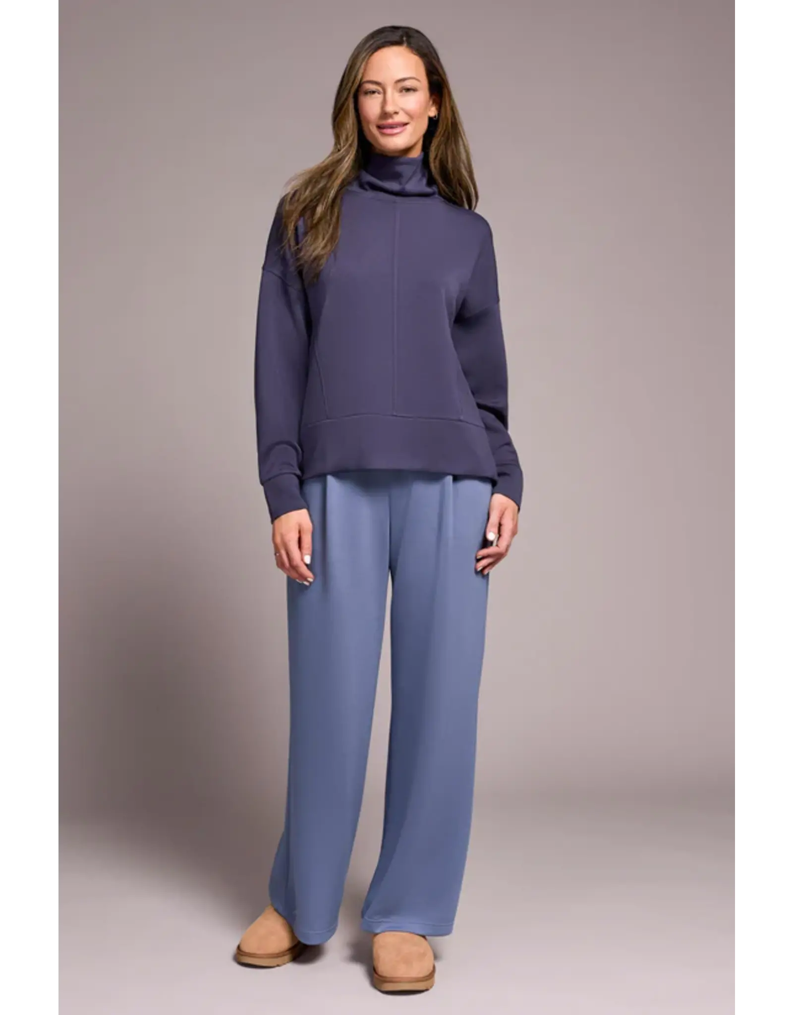 Tribal Tribal Techno Lux Drop Shoulder Funnel Neck Knit Top