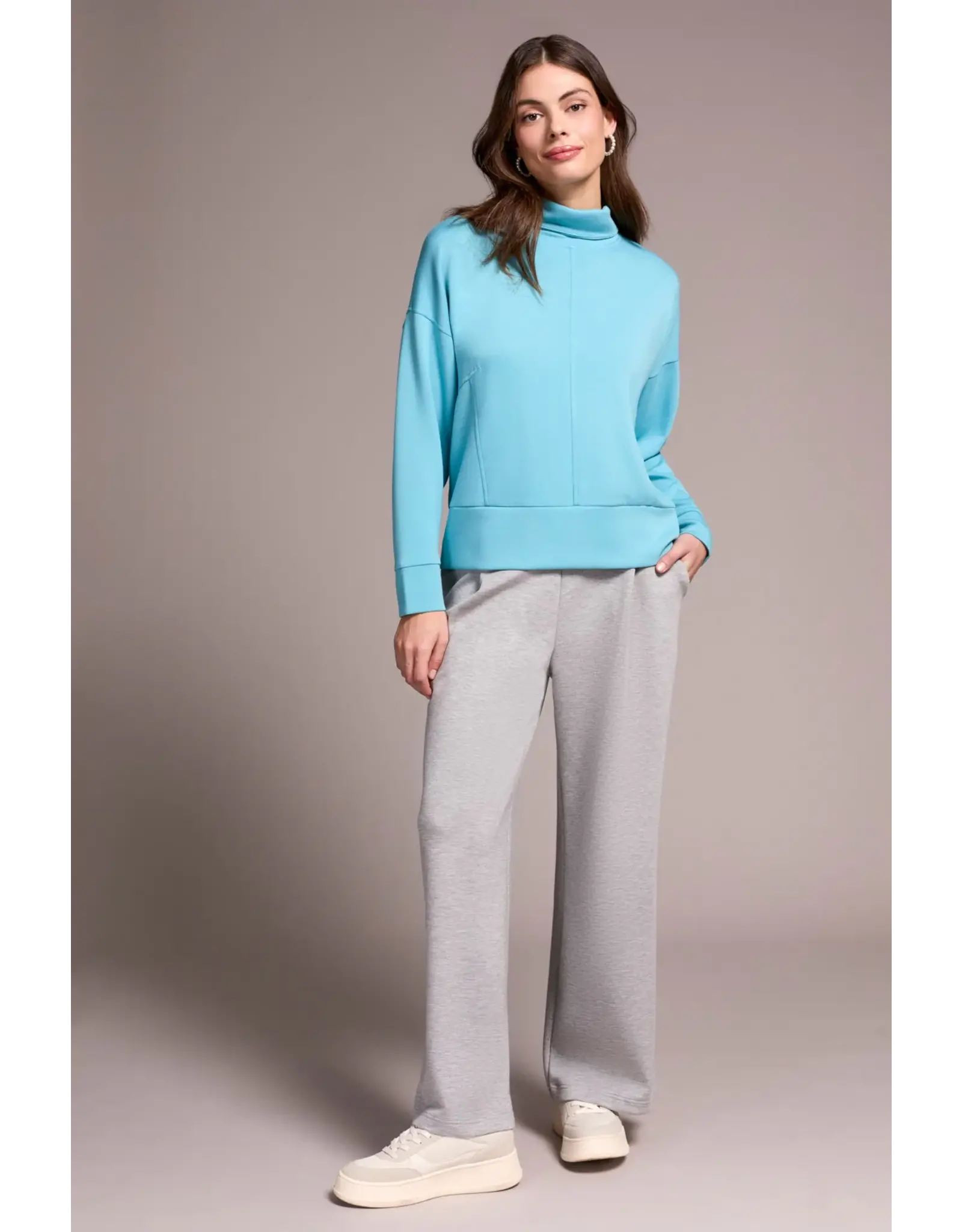 Tribal Tribal Techno Lux Drop Shoulder Funnel Neck Knit Top