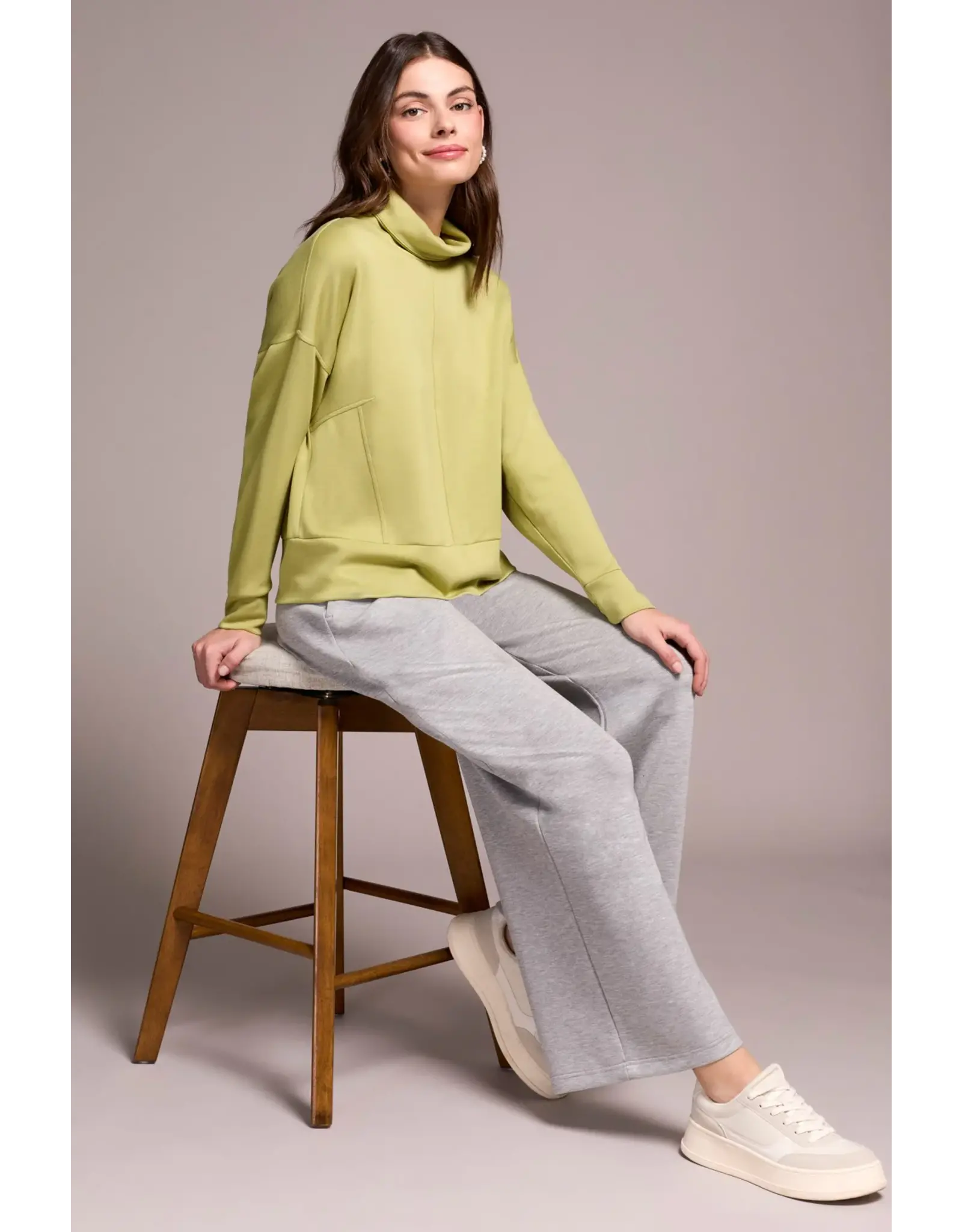 Tribal Tribal Techno Lux Drop Shoulder Funnel Neck Knit Top