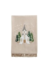 White Church Embroidered Towel