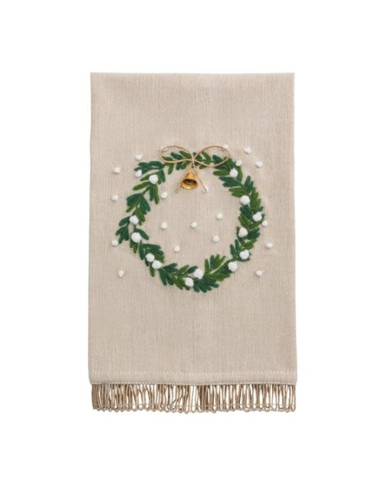 White Wreath Embroidered Towel