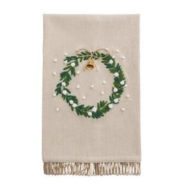 White Wreath Embroidered Towel