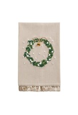 White Wreath Embroidered Towel