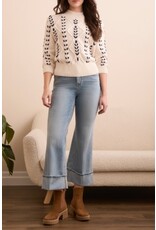 Tribal Tribal Cable-Knit 3/4 Sleeve Mock Neck Sweater