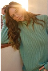 Tribal Tribal Combed Cotton Two-Tone Rib Funnel Neck Sweater