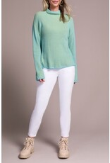 Tribal Tribal Combed Cotton Two-Tone Rib Funnel Neck Sweater