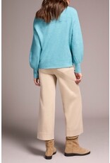 Tribal Tribal Mandarin Collar Long Puff Sleeve Sweater