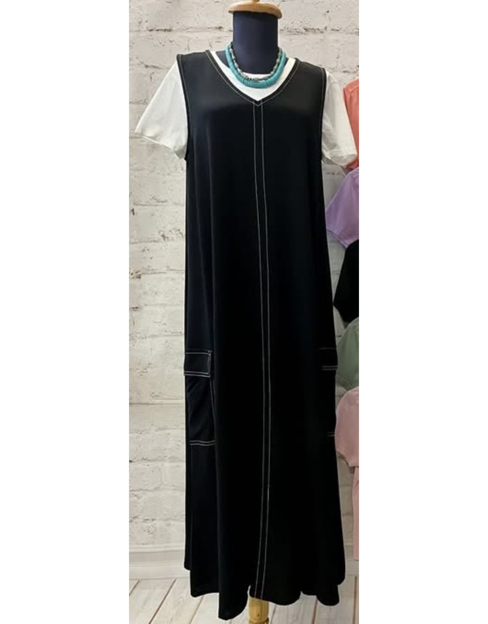 Tribal Tribal Textured Linen Sleeveless Cargo Dress