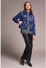 Tribal Tribal Faux Leather Button-Front Collar-Accent Jacket