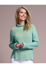 Tribal Tribal Combed Cotton Two-Tone Rib Funnel Neck Sweater