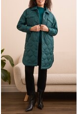 Tribal Tribal Long Quilted Button-Up Jacket with Pockets