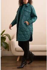 Tribal Tribal Long Quilted Button-Up Jacket with Pockets