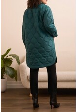 Tribal Tribal Long Quilted Button-Up Jacket with Pockets