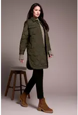 Tribal Tribal Long Quilted Button-Up Jacket with Pockets