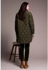 Tribal Tribal Long Quilted Button-Up Jacket with Pockets