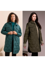 Tribal Tribal Long Quilted Button-Up Jacket with Pockets