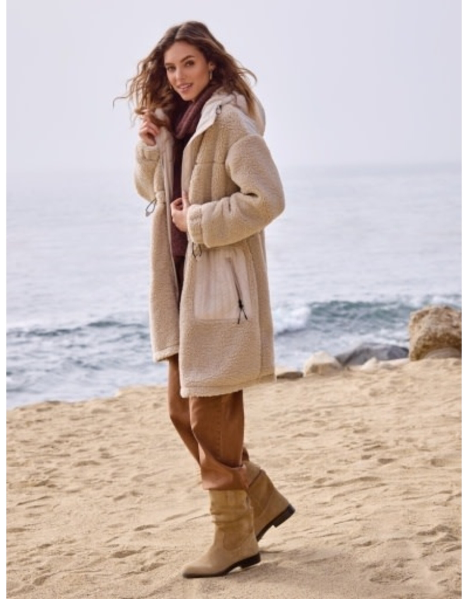 Tribal Tribal Long Sleeve Zip Front Coat with Hood & Lining