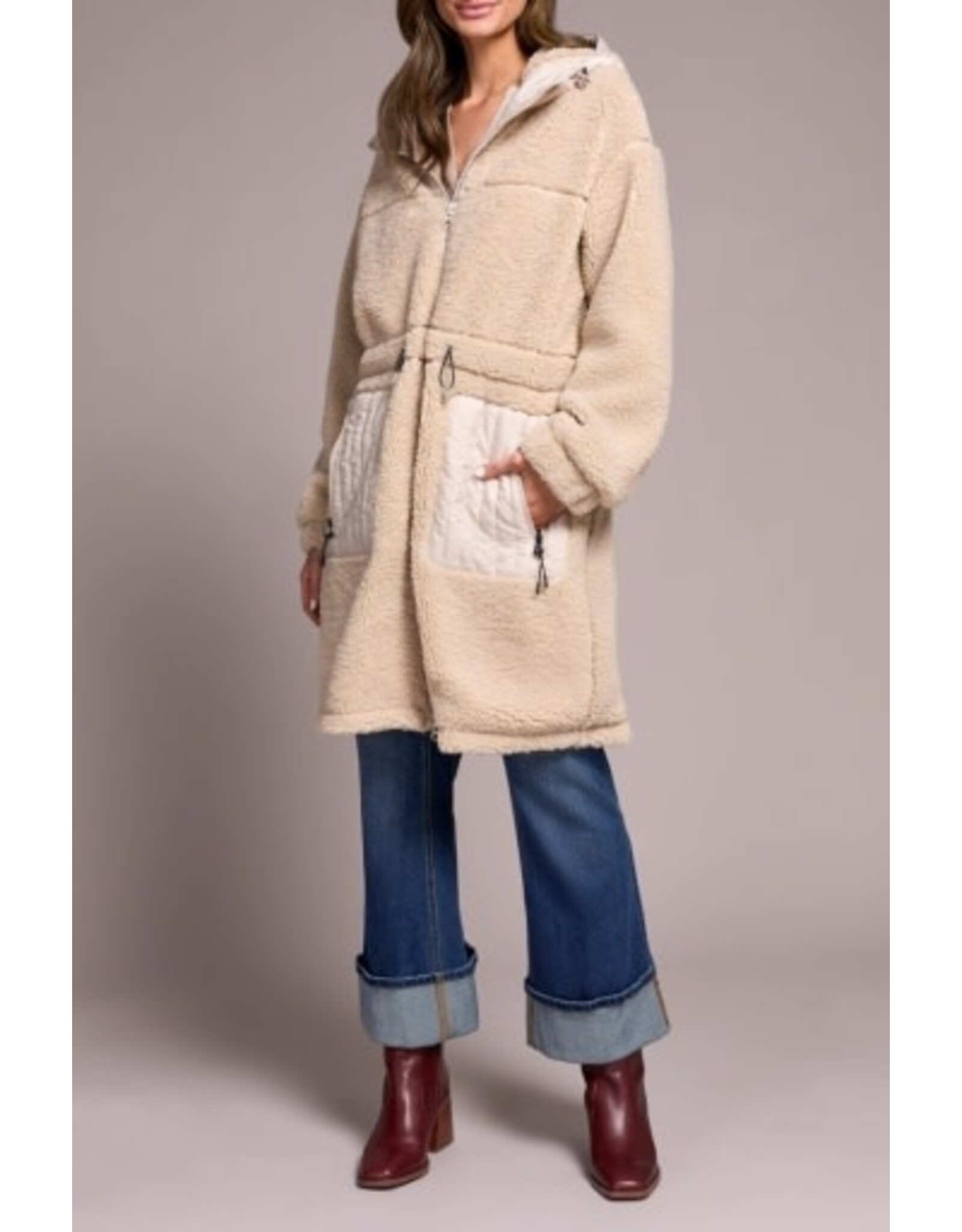 Tribal Tribal Long Sleeve Zip Front Coat with Hood & Lining